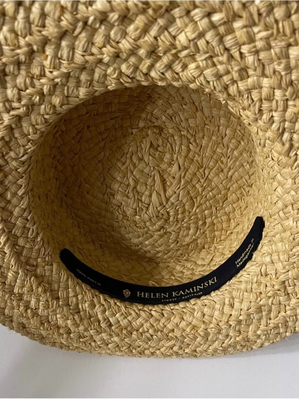 Helen Kaminski Natural Straw Sun Hat with Black Ribbon Tie - Picture 5 of 10